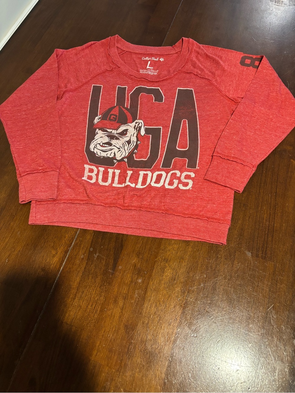 Red UGA Bulldogs Women’s 3/4 sleeve T-Shirt Collegiate Graphic